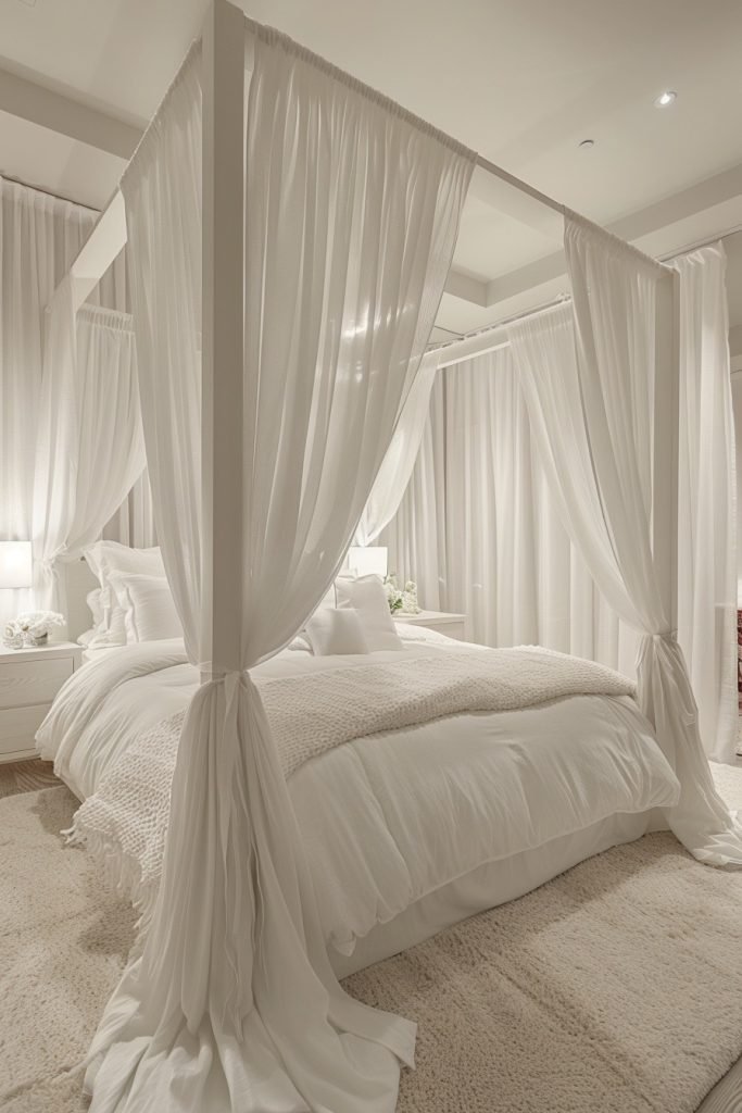 Tranquil White Canopy Beds