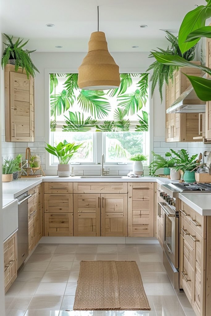 Tropical Leaf Print Curtains