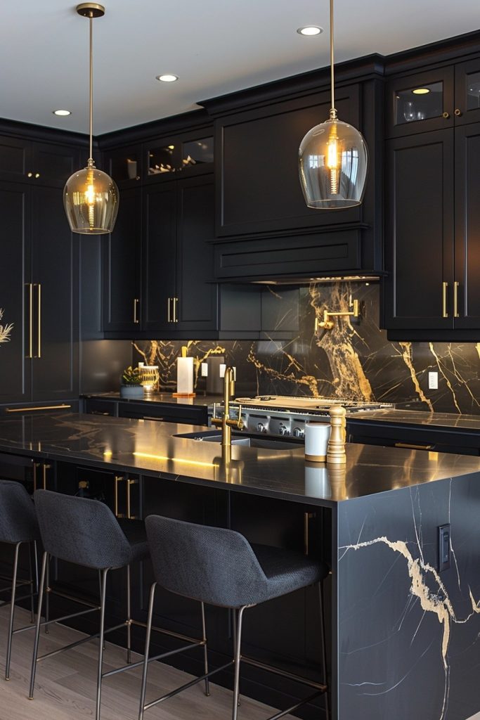 Black and Gold Glam Kitchens