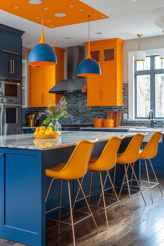 Bold Color Block Kitchens