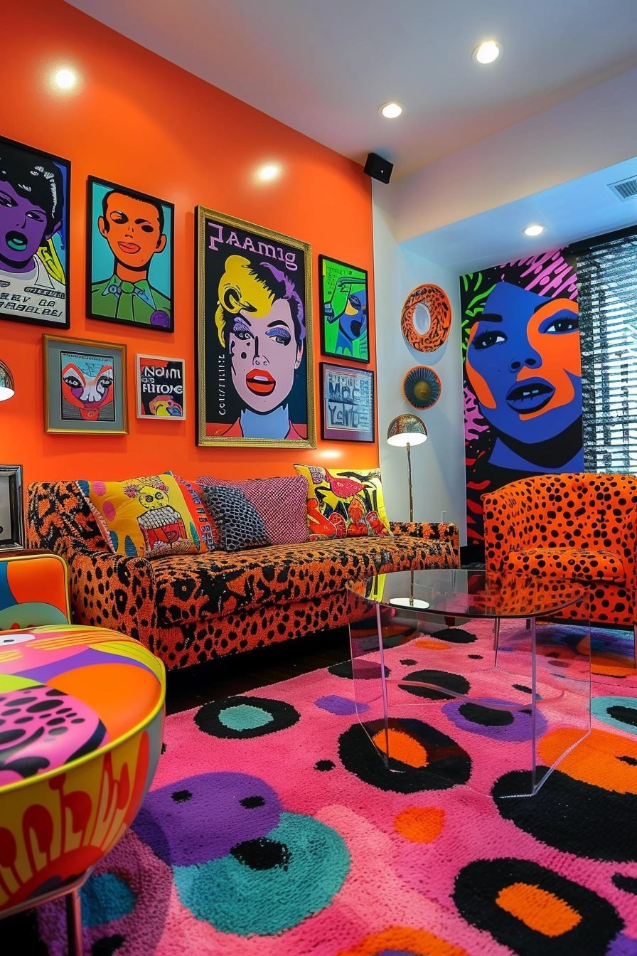 Illustration of Urban Living Room Decor With Street Art