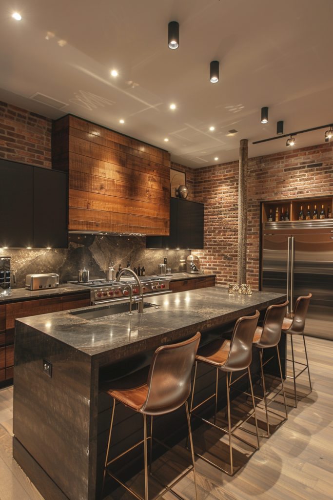 Modern Kitchens with Exposed Brick