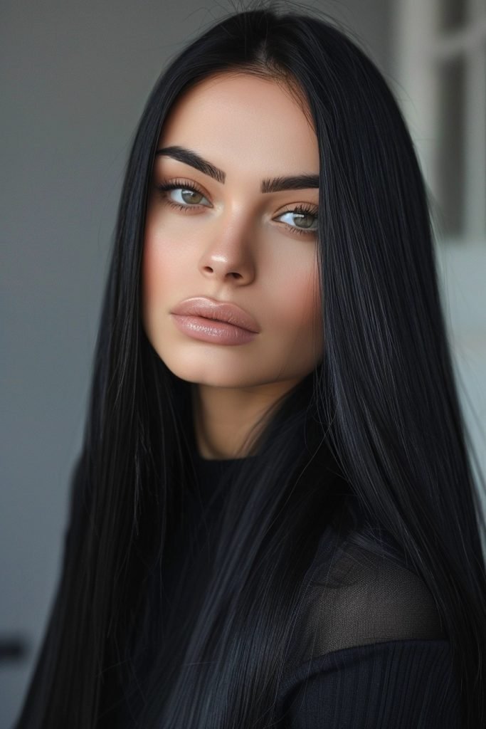 Sleek and Straight hairstyle for long hair