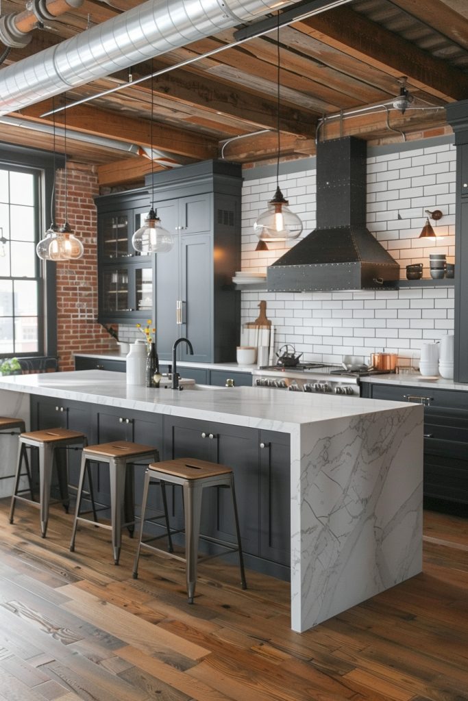 Urban Black and White Loft Kitchens