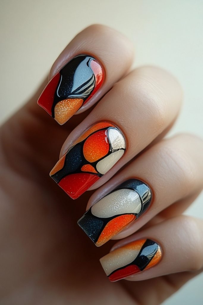 Abstract Art back to school nails