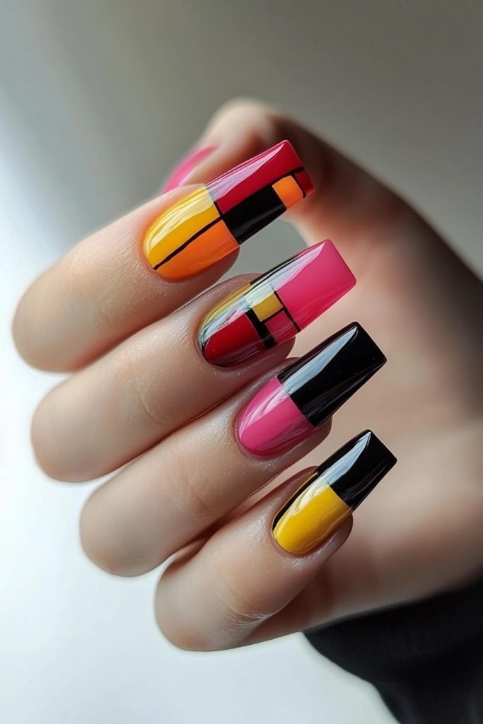Abstract Art back to school nails
