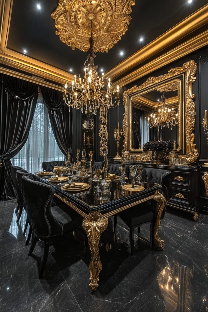 Black and Gold Buffet Room