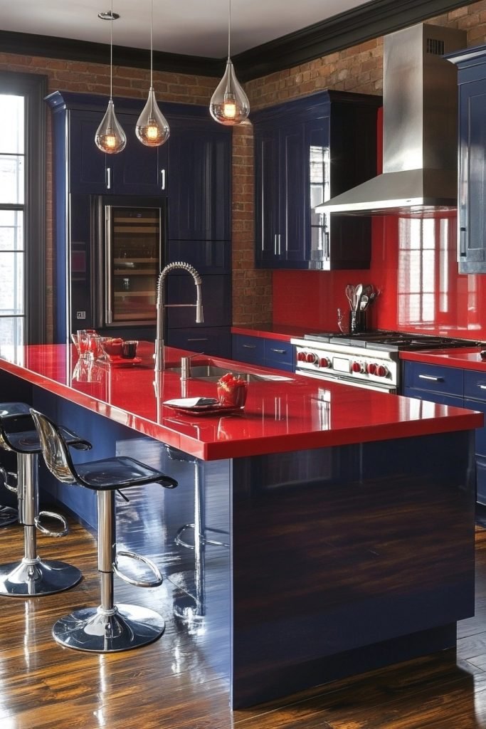 Bold Color Contrast Kitchen