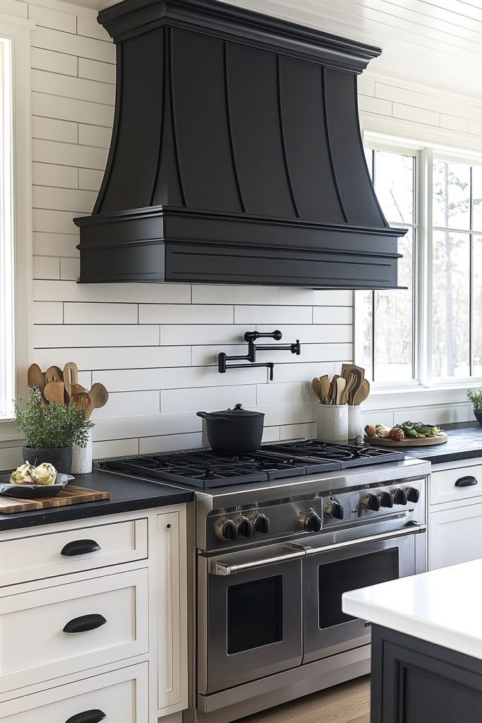 Bold Farmhouse Contrasts Kitchen