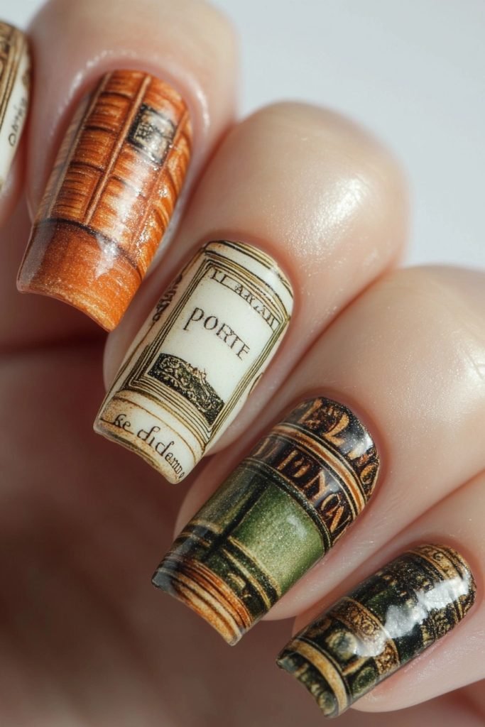 Book Covers back to school nails