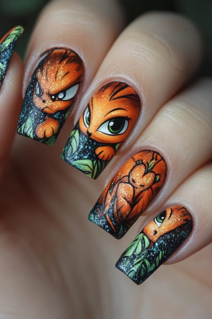 Cartoon Characters back to school nails