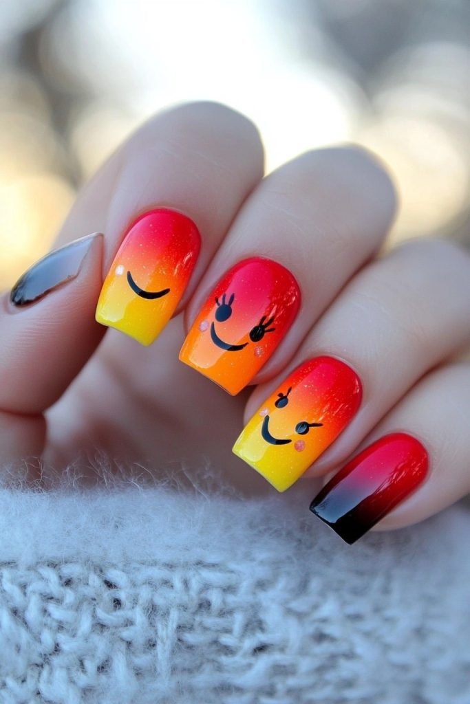 Emoji Fun back to school nails