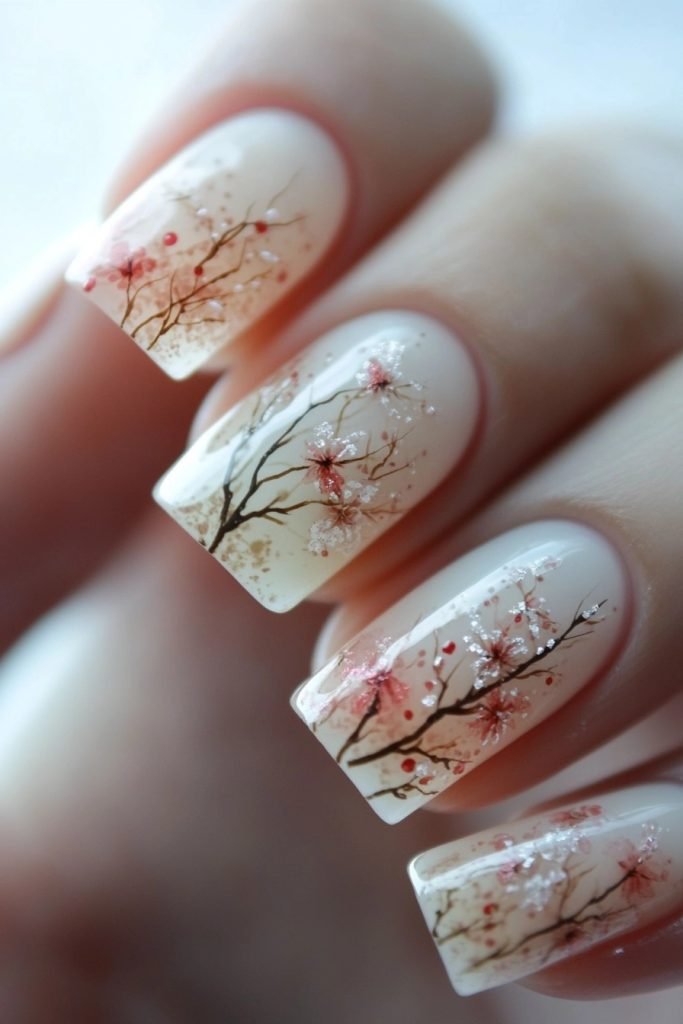 Floral Patterns back to school nails