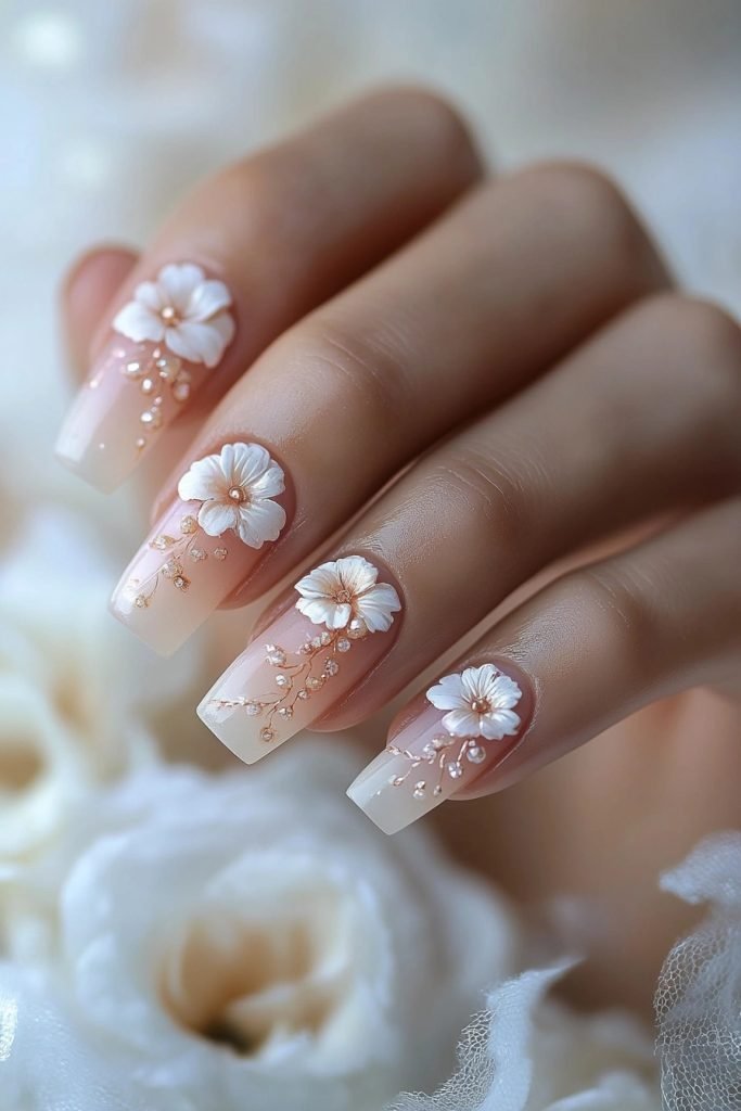 Floral Patterns back to school nails