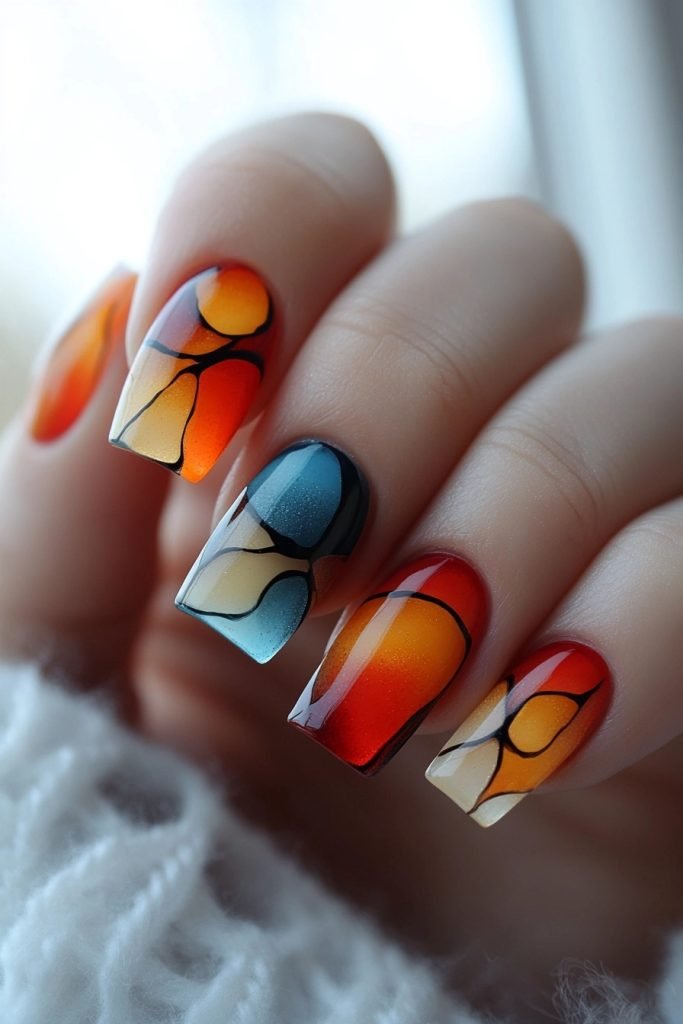 Geometric Designs back to school nails