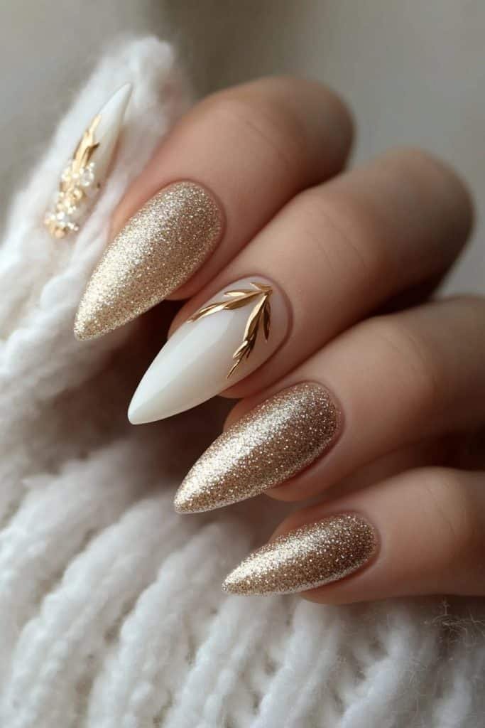 Glitter Accent back to school nails