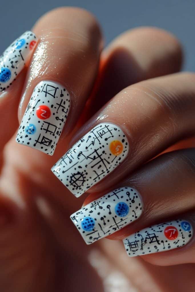 Math Equations back to school nails