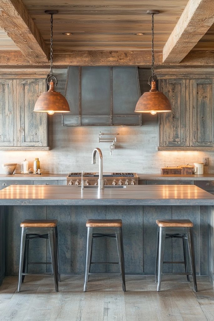 Metal Accents Farmhouse Kitchen