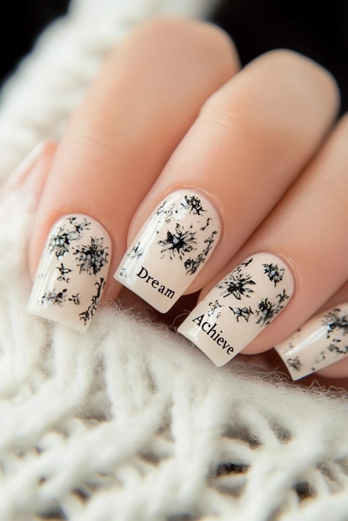 Mini Text back to school nails