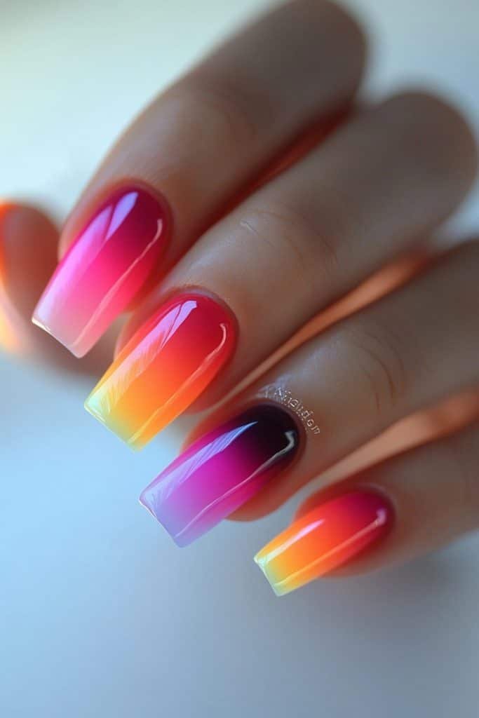 Neon Colors back to school nails