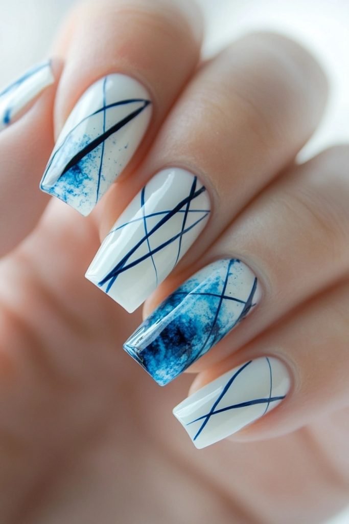 Notebook Paper back to school nails