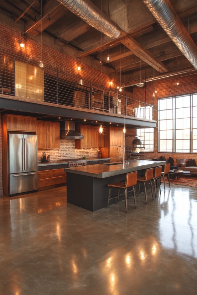 Open Concept Industrial Loft Kitchen