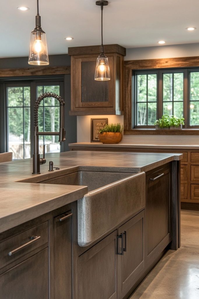 Polished Concrete Farmhouse Kitchen