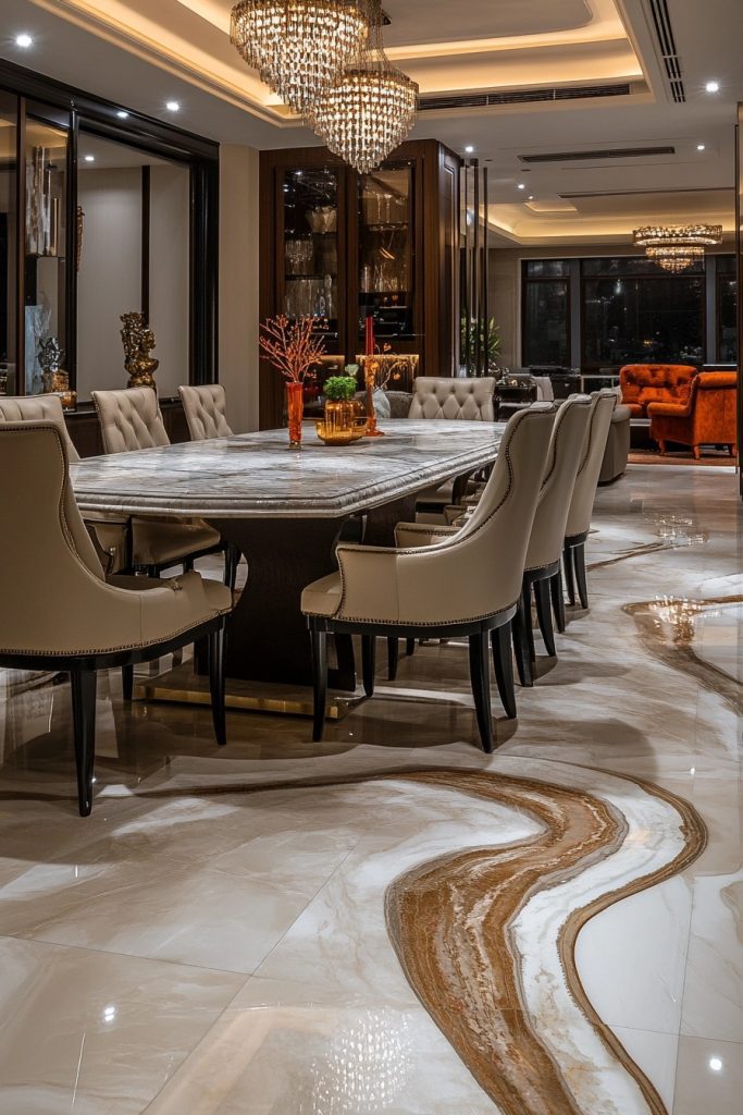 Radiant Marble Dining Area