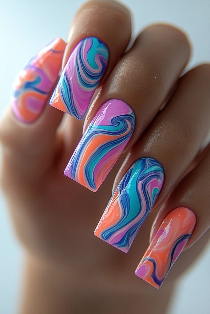 Retro back to school nails