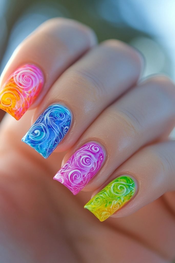 Retro back to school nails
