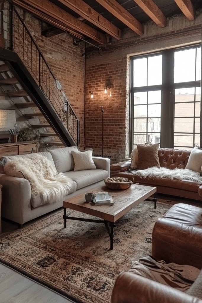 Rustic Industrial Living Space