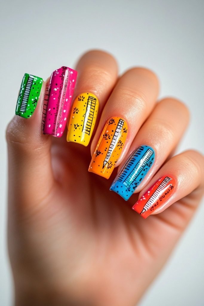 School Supplies back to school nails