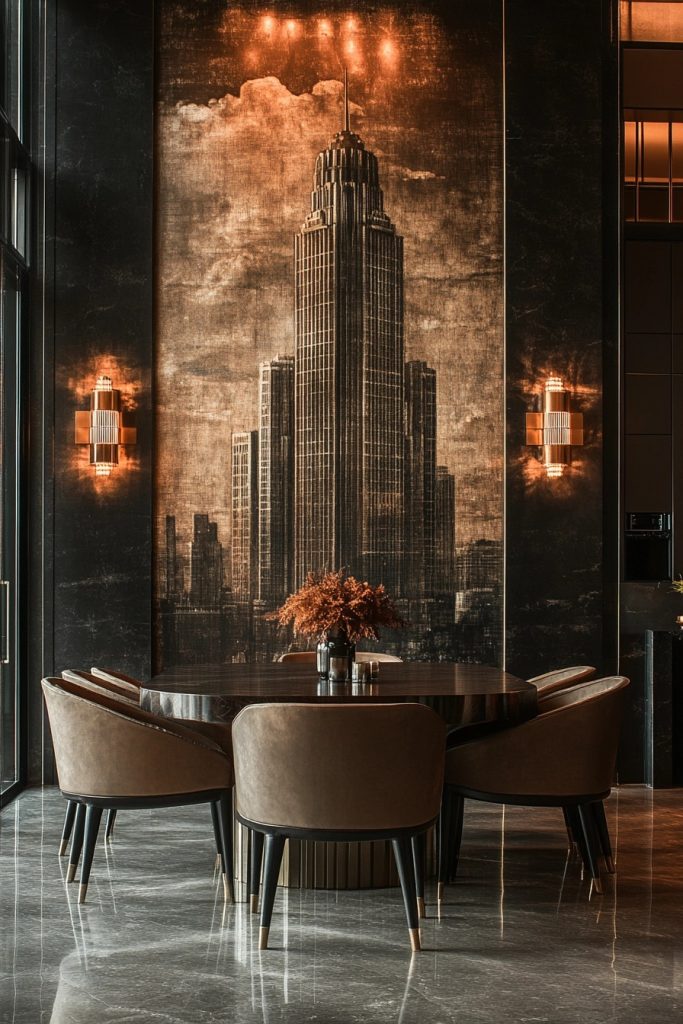 Skyscraper Silhouette Dining Area