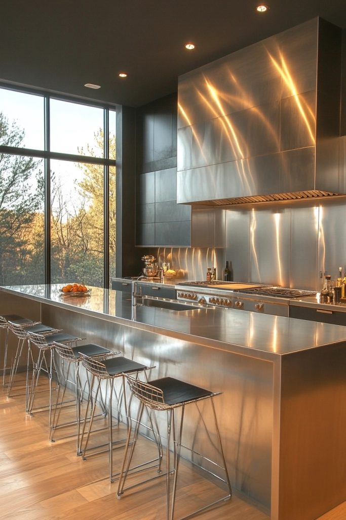 Sleek Industrial Lines Kitchen