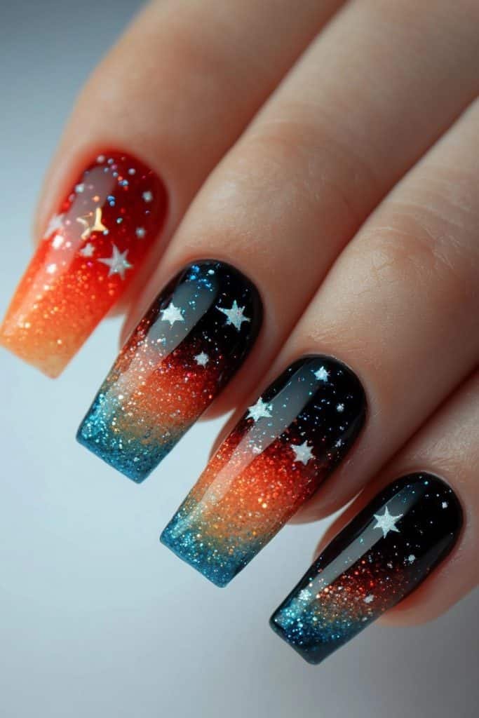 Stars and Moon Paper back to school nails
