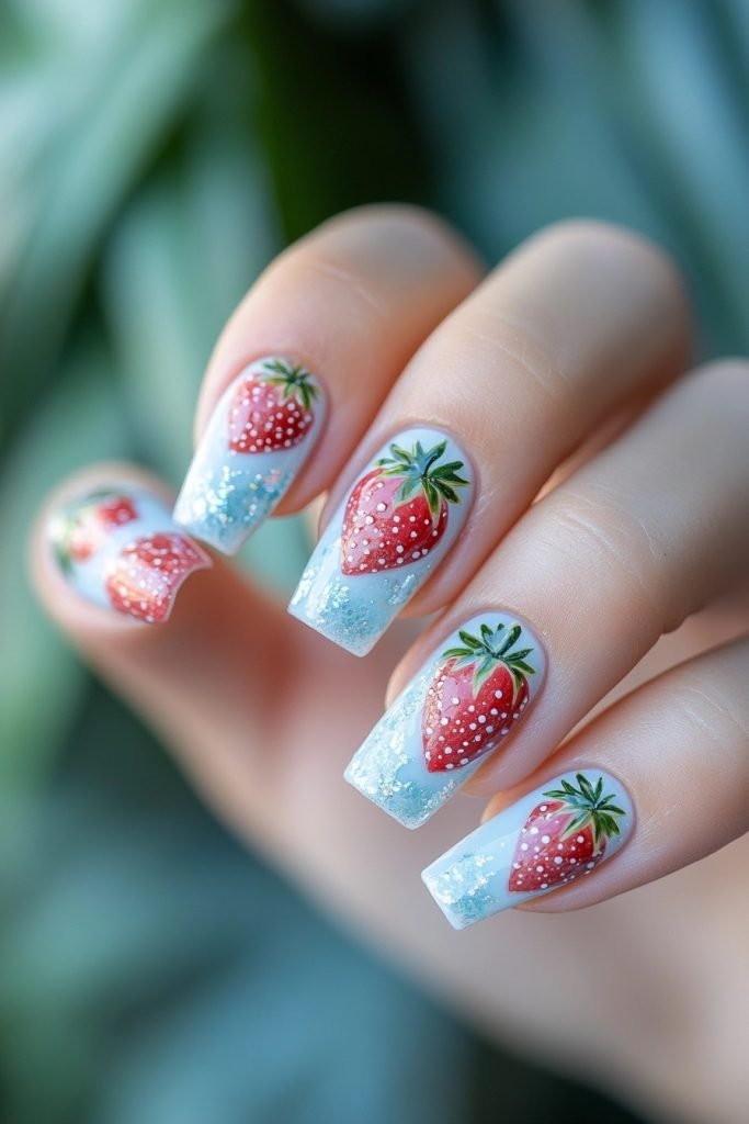 Tropical Fruit back to school nails