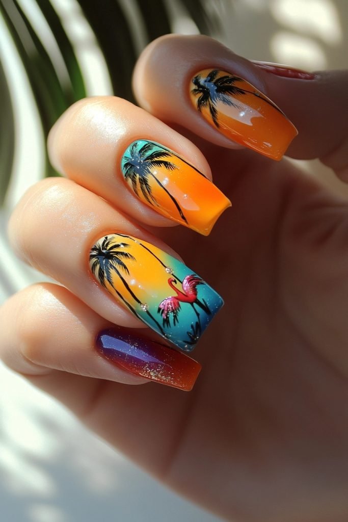Tropical Vibes back to school nails