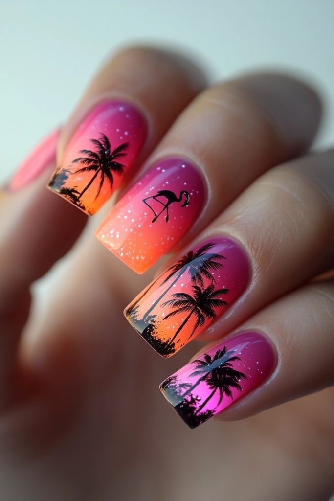 Tropical Vibes back to school nails