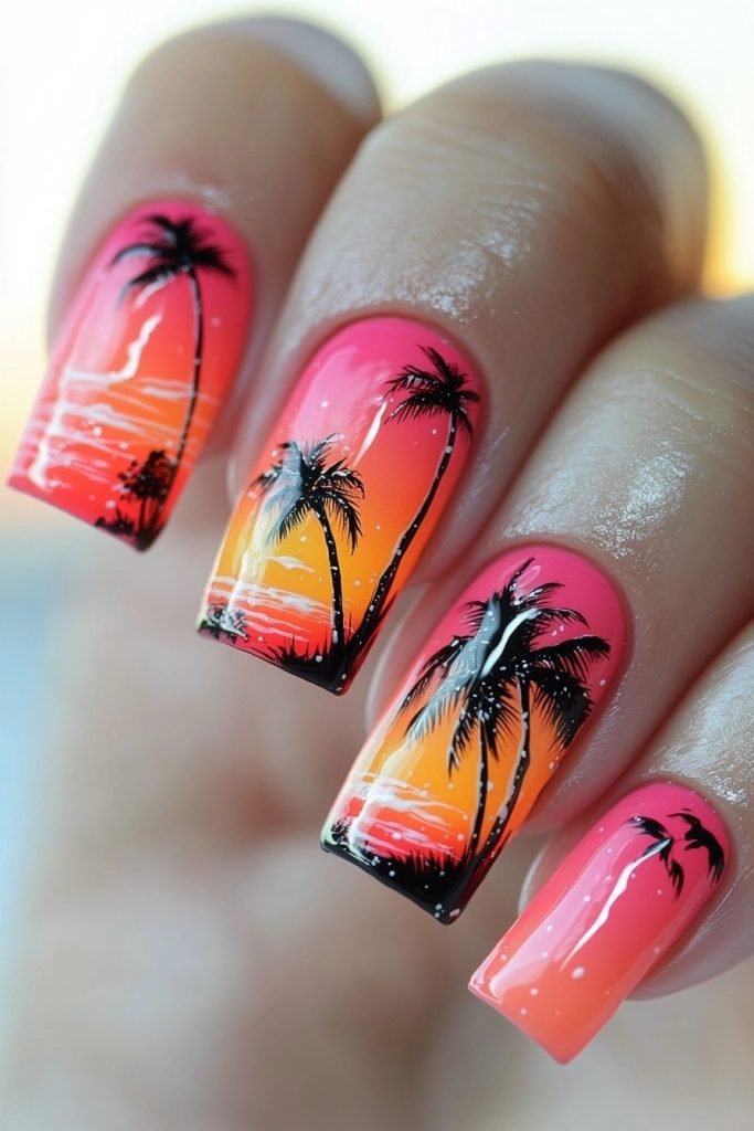 Tropical Vibes back to school nails
