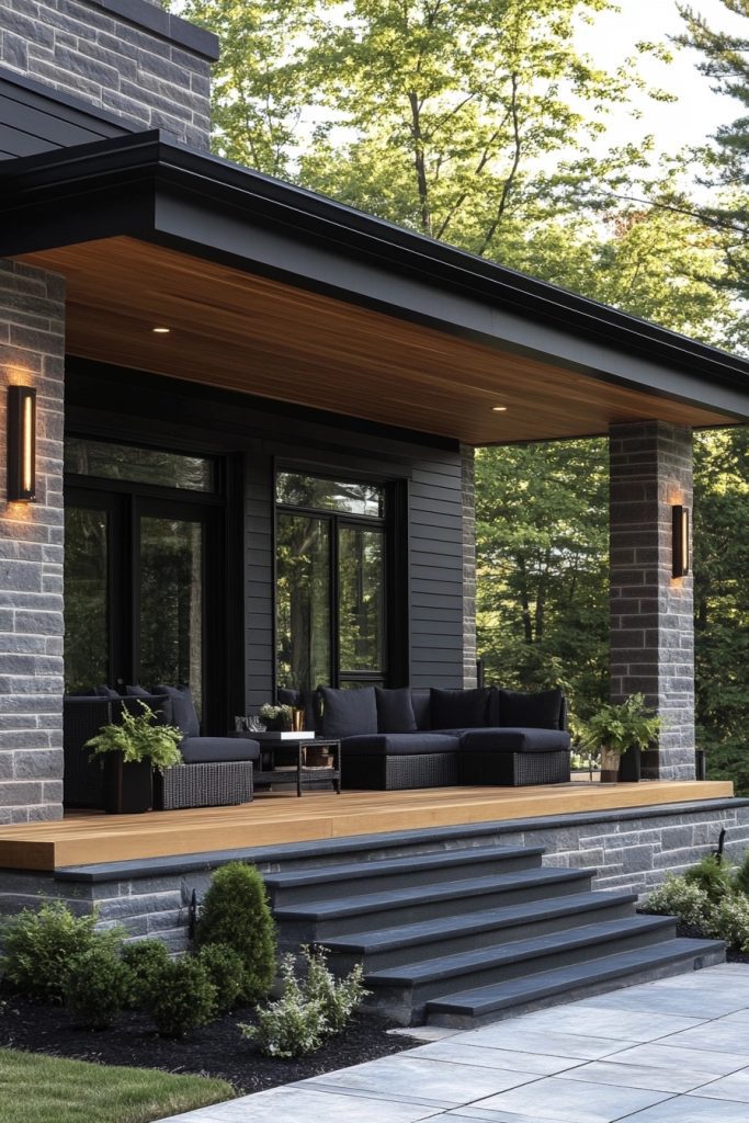 Bold Black Accents on Modern Porches