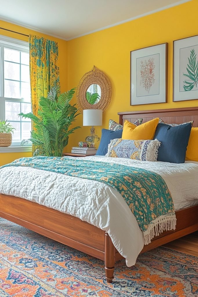 Cheerful Citron Boho Bedroom