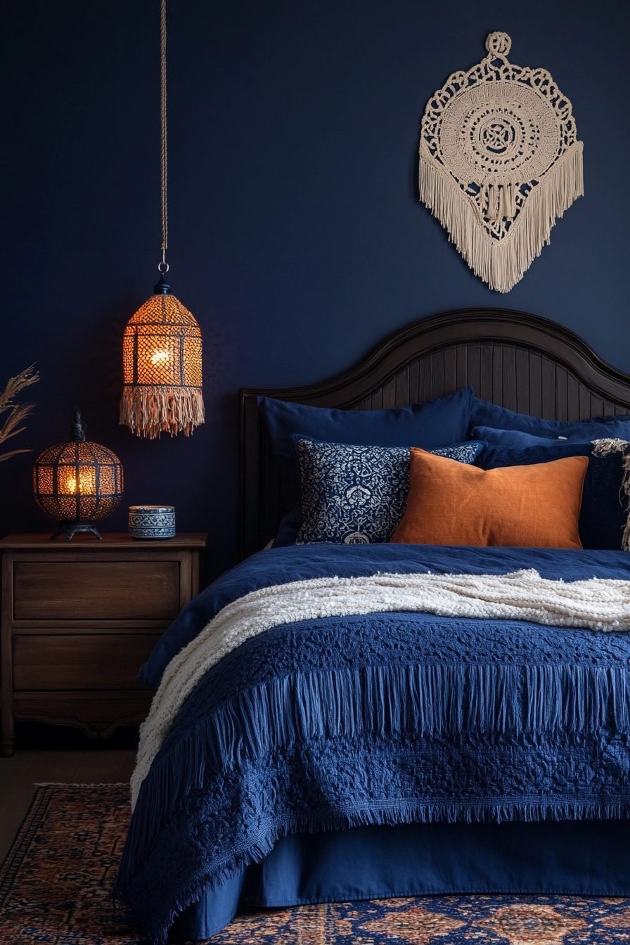29 Navy Blue Boho Bedroom Ideas For A Bold And Relaxing Space ...