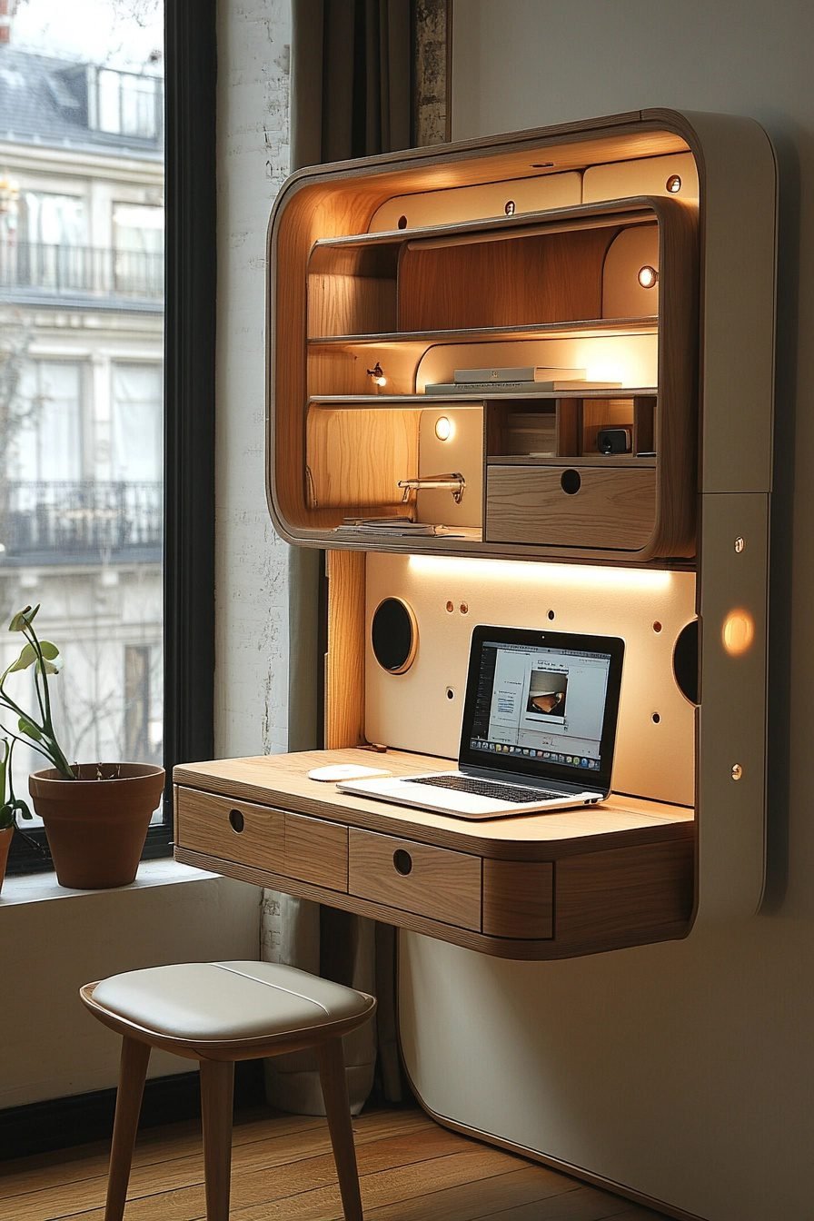 Curated visual reference: Picture Idea: 29 Tiny Apartment Home Office Ideas For Ergonomic Small Space