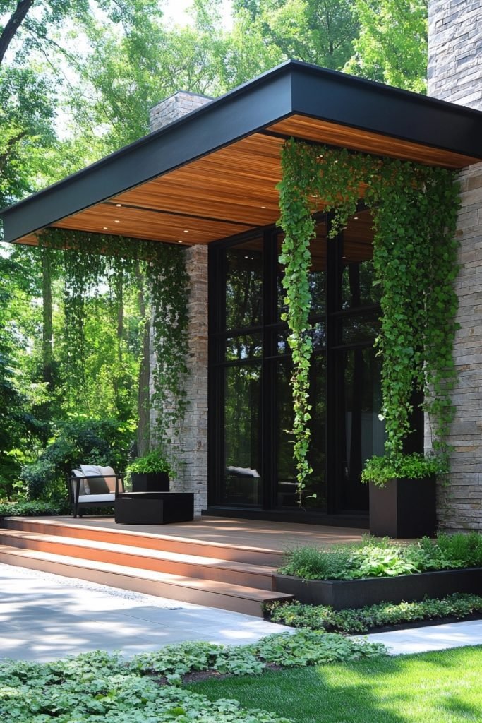 Contemporary Porches with Climbing Plants