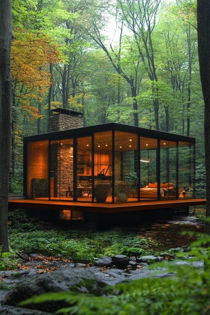Glass-Walled Nature Cabin