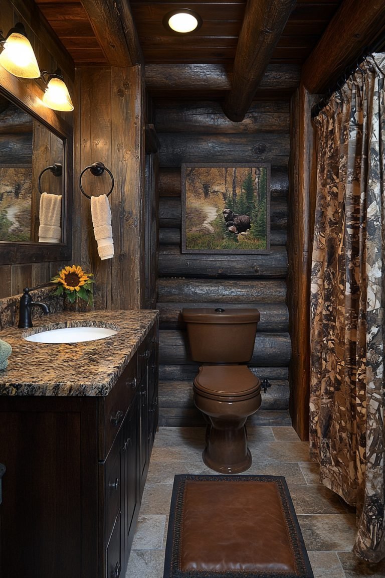 29 Small Log Cabin Interior Bathroom Ideas For A Perfectly Cozy Upgrade ...