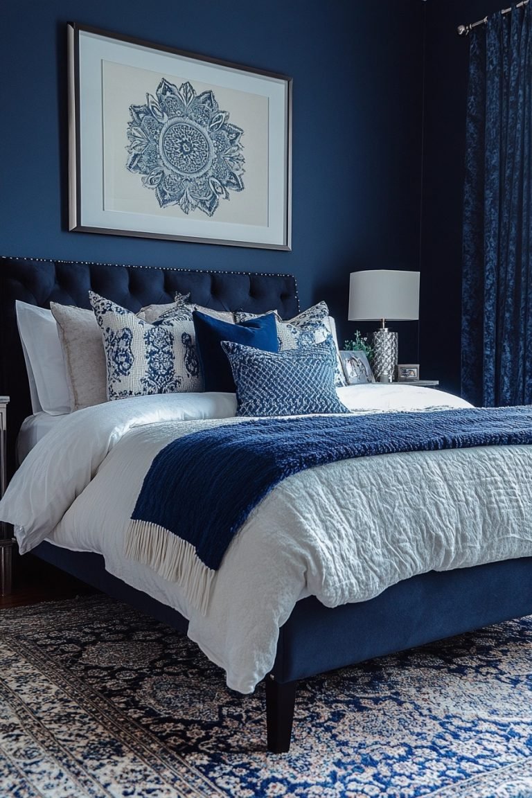 29 Navy Blue Boho Bedroom Ideas For A Bold And Relaxing Space ...