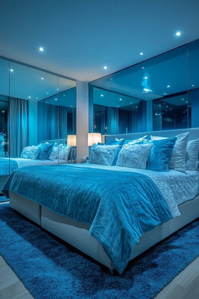 Reflective Blue Glass Cube