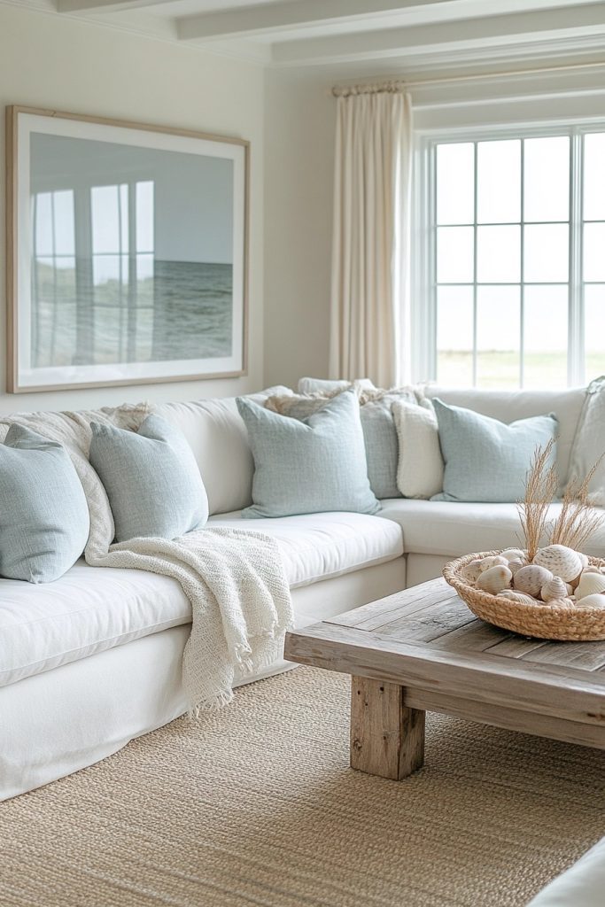 coastal preppy living room decor