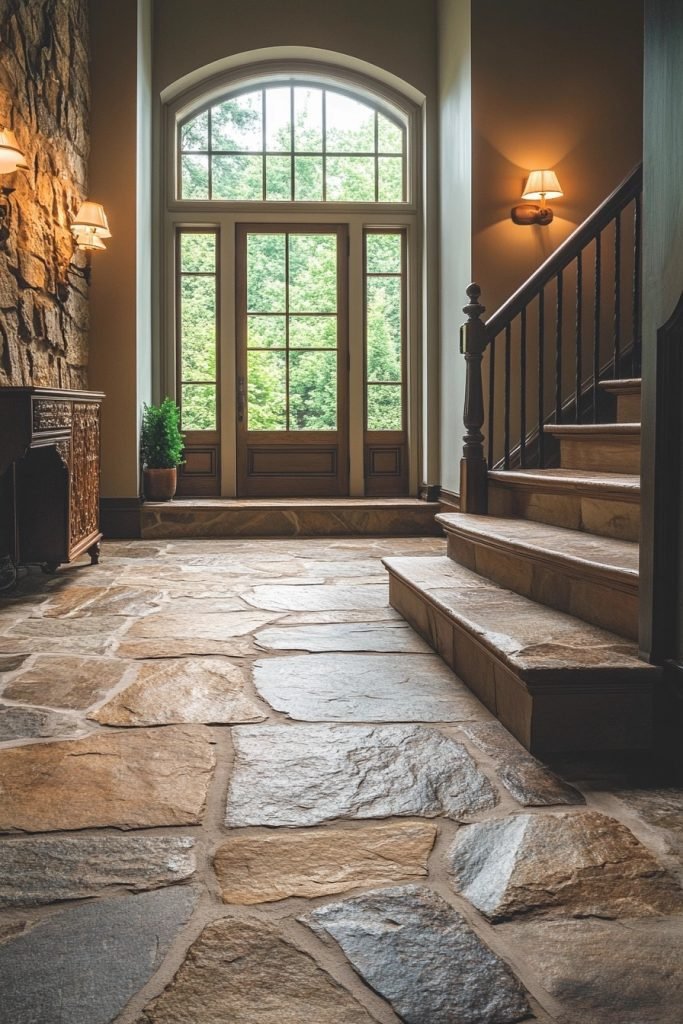 Stately Flagstone Hallway